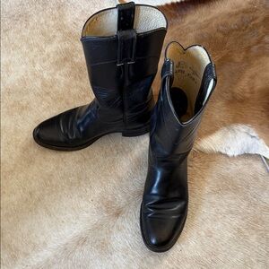 Justin Boots Black Leather Western Pull-On Boots size 6.5